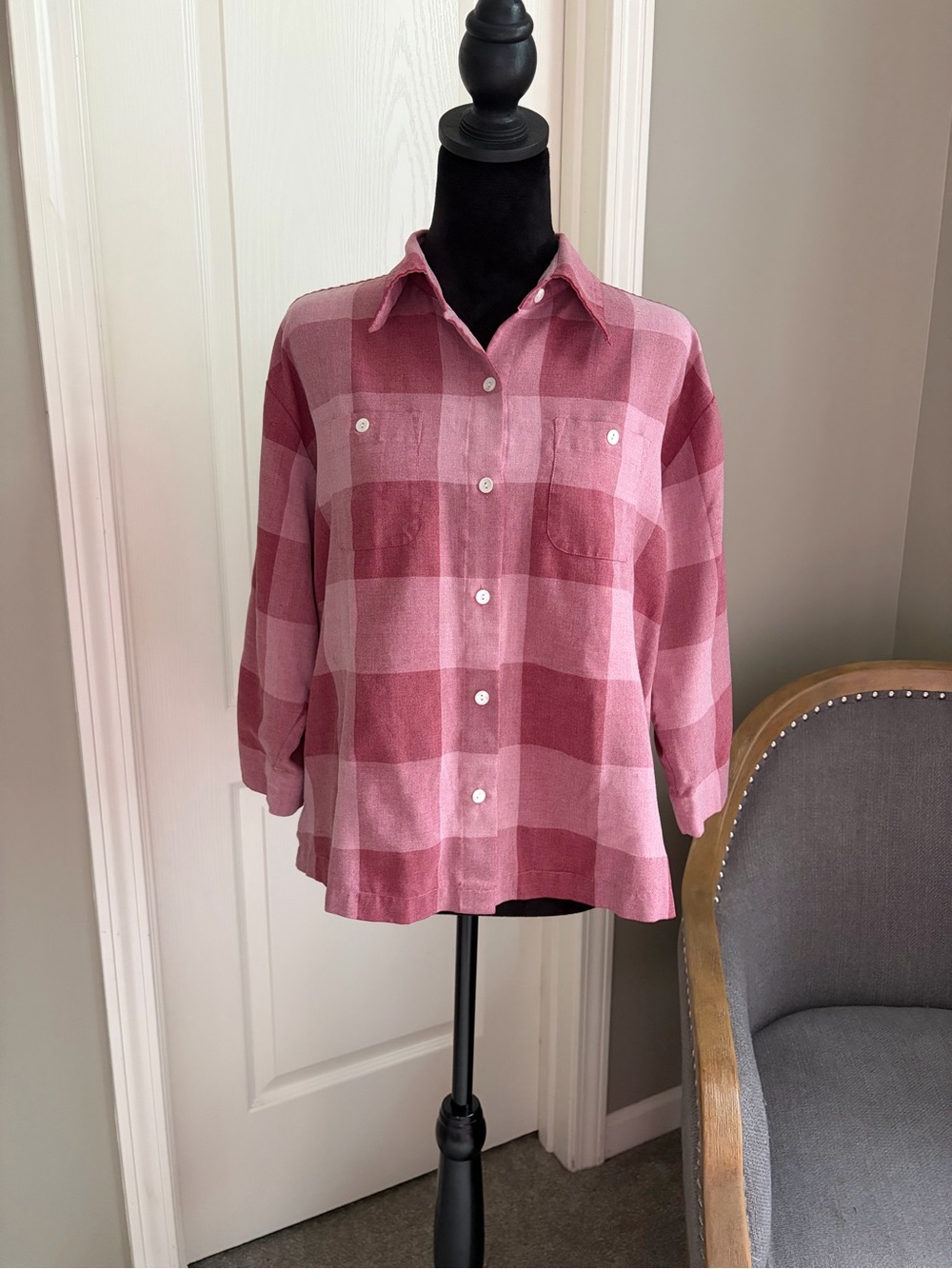 krazy kat Pink Plaid Button-Down Shirt